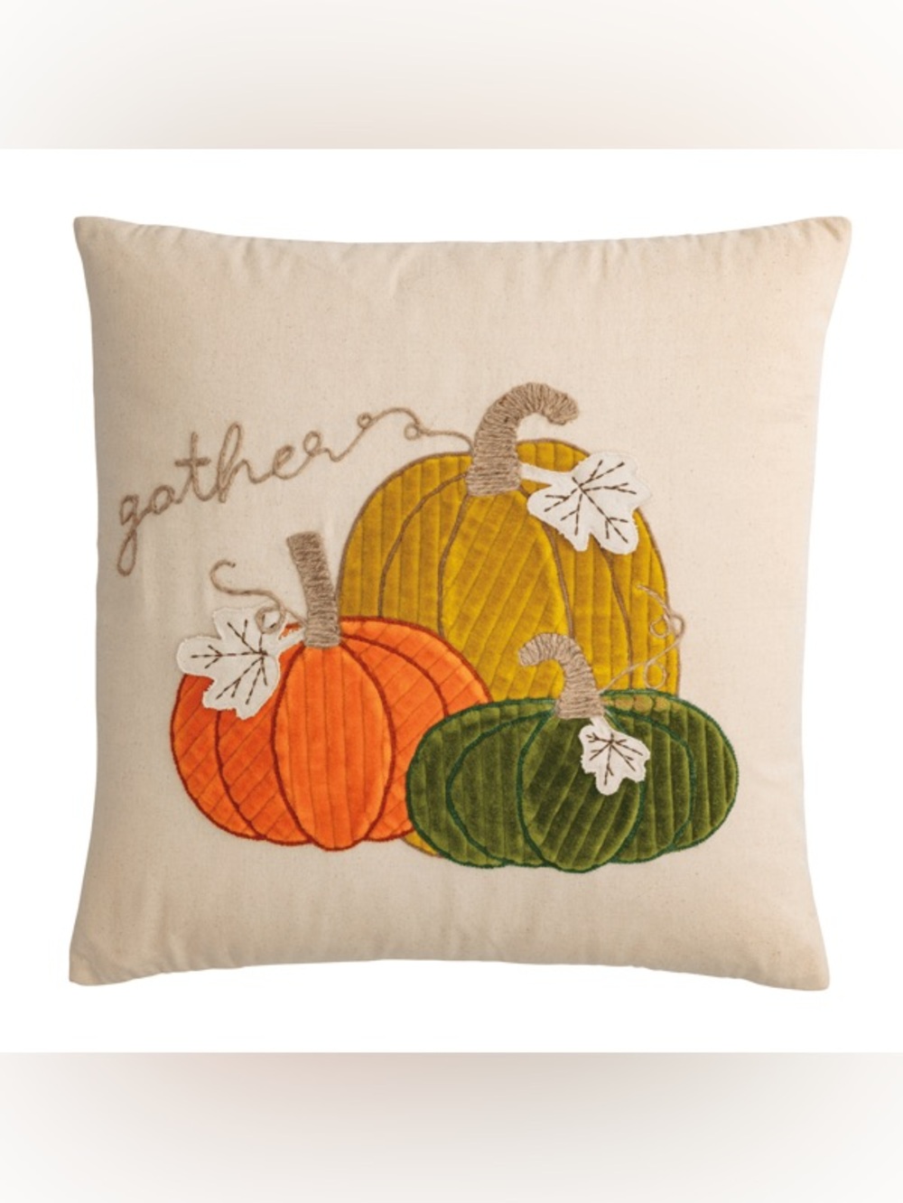 Mudpie Square corduroy Pumpkin Throw Pillow - Cream, Orange, Yellow, Green